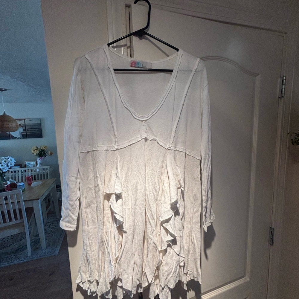 Free People Flowy Cream Tunic Top